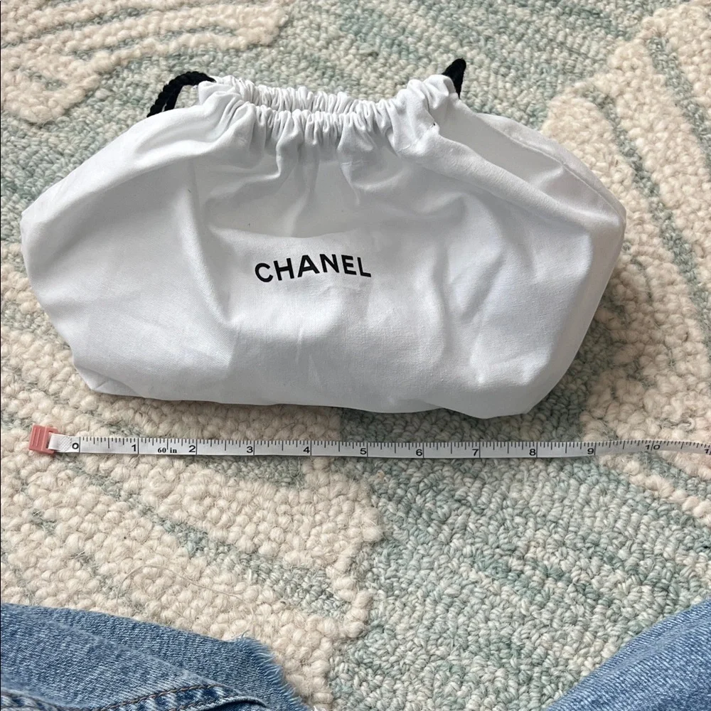 CHANEL White Pouch with Black Logo